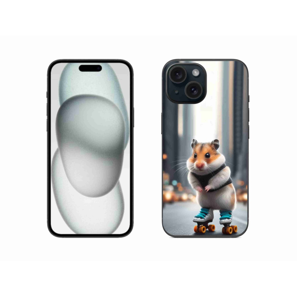 Zselés borítás mmCase iPhone 15 készülékhez - hörcsög korcsolyán