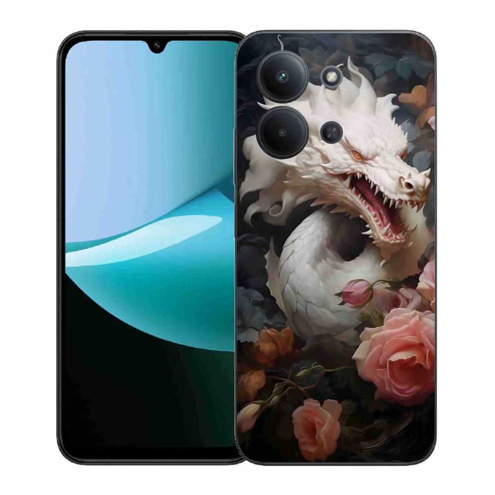 Gél borítás mmCase a Xiaomi Redmi 15C 4G (171mm)/Poco C85 4G (171mm) - fehér sárkányra