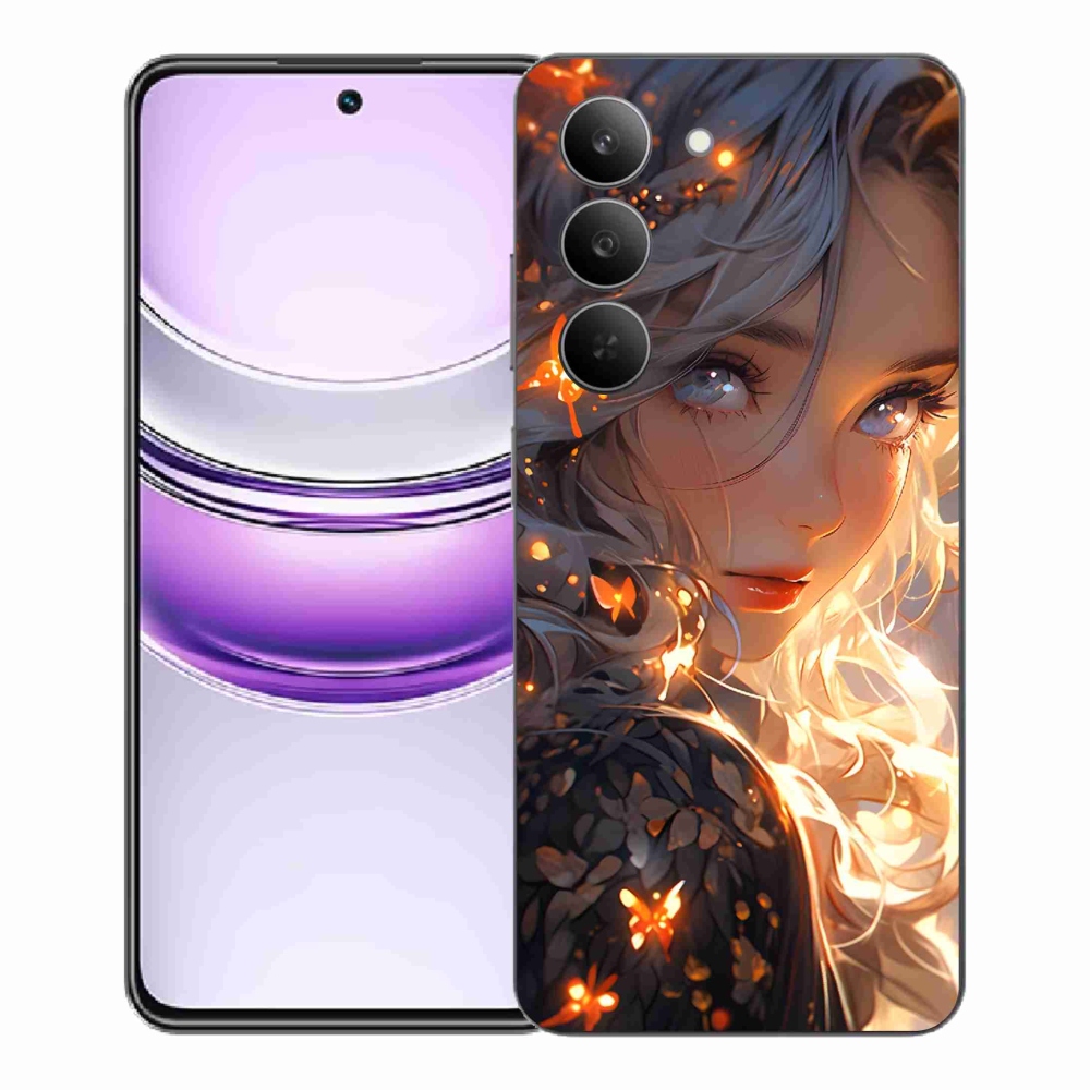 Gél borító mmCase a Realme 14x 5G készülékhez - lány és pillangók