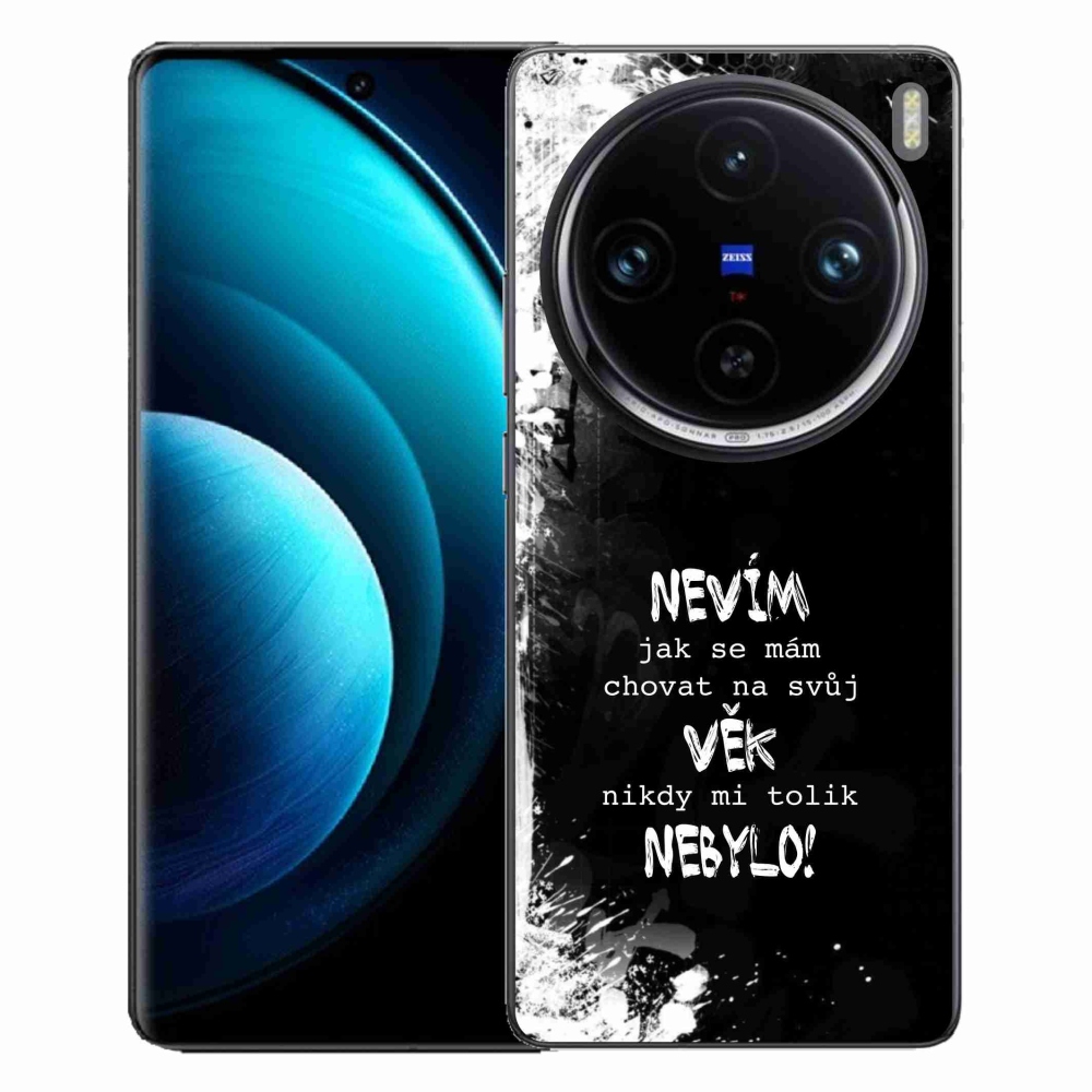 Zselés borító mmCase a Vivo X100 Pro 5G készülékhez - vicces szöveg 14 fekete háttér