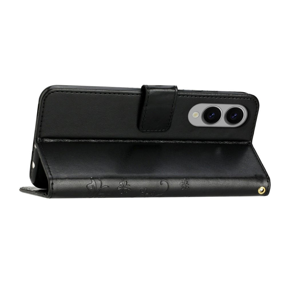 Virágok könyv tok Samsung Galaxy S25 Edge készülékhez - fekete