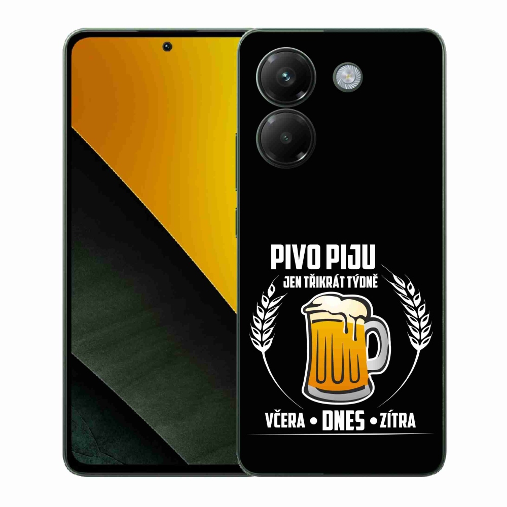 Gél borító mmCase a Xiaomi Poco M7 Pro 5G számára - sör motívum fekete háttérrel