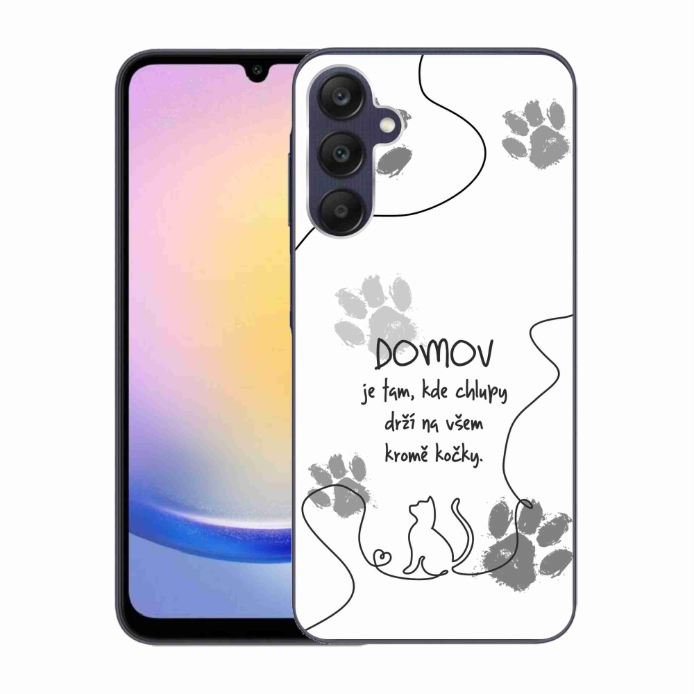 Gél borítás mmCase Samsung Galaxy A25 5G - macska motívum fehér háttérrel