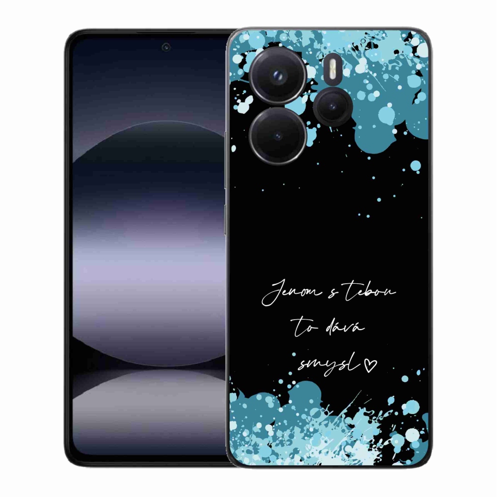 Gél borító mmCase a Xiaomi Redmi Note 14-hez - szerelmes szöveg fekete háttérrel