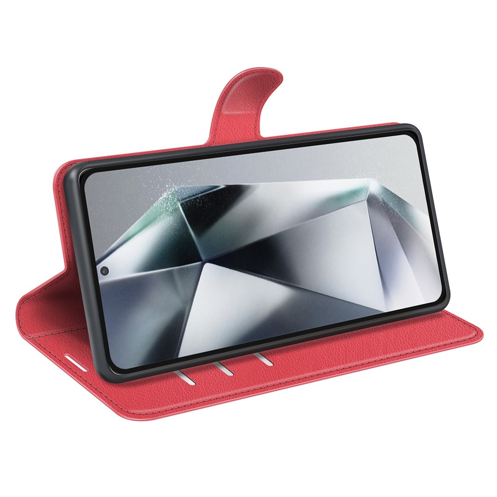 Litchi könyv tok Samsung Galaxy S25 Ultra készülékhez - piros