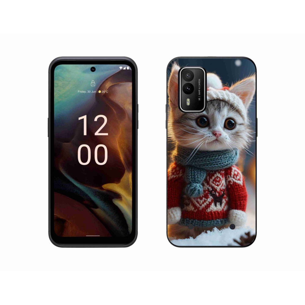 Gélborítás mmCase a Nokia XR21 készülékhez - cica pulóverben