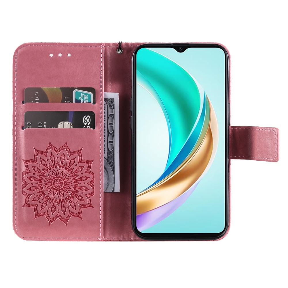 Napraforgó könyvtáska Honor X6b készülékhez - rózsaszín