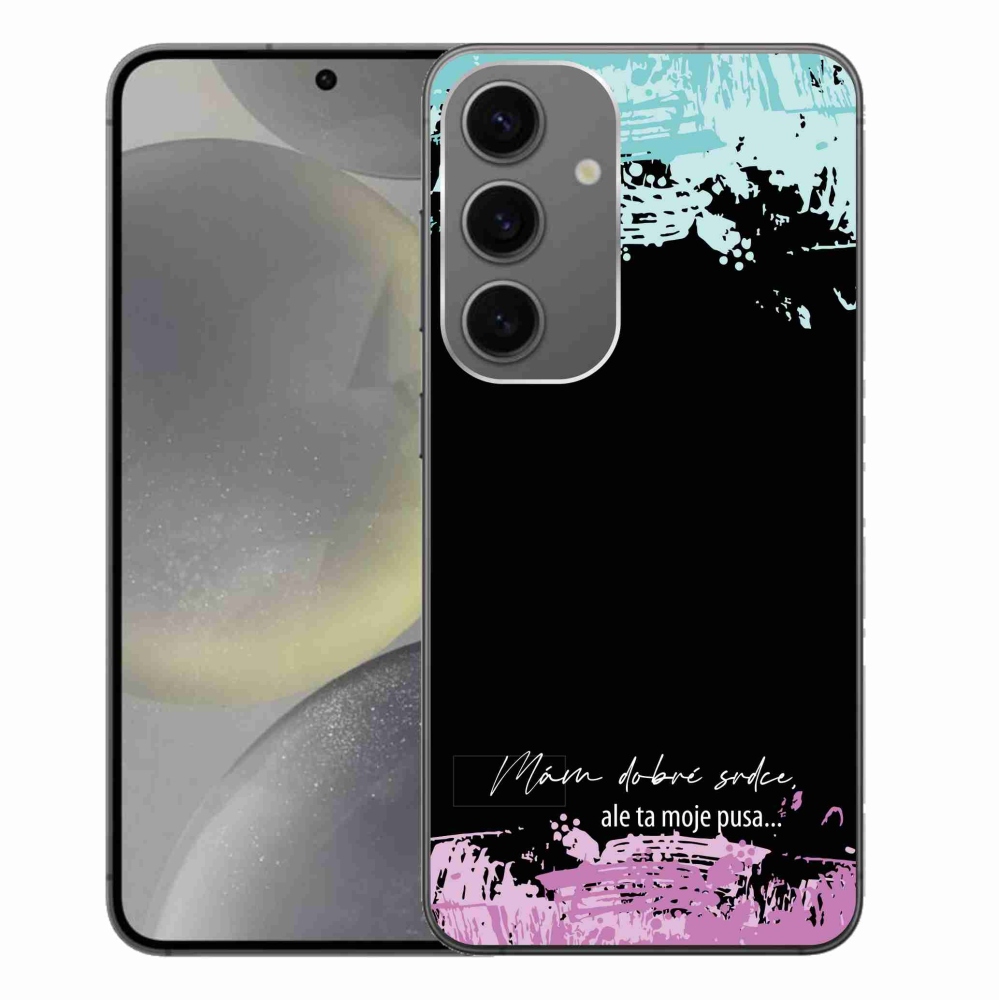 Gél borító mmCase Samsung Galaxy S24+ - vicces szöveg 3 fekete háttérrel