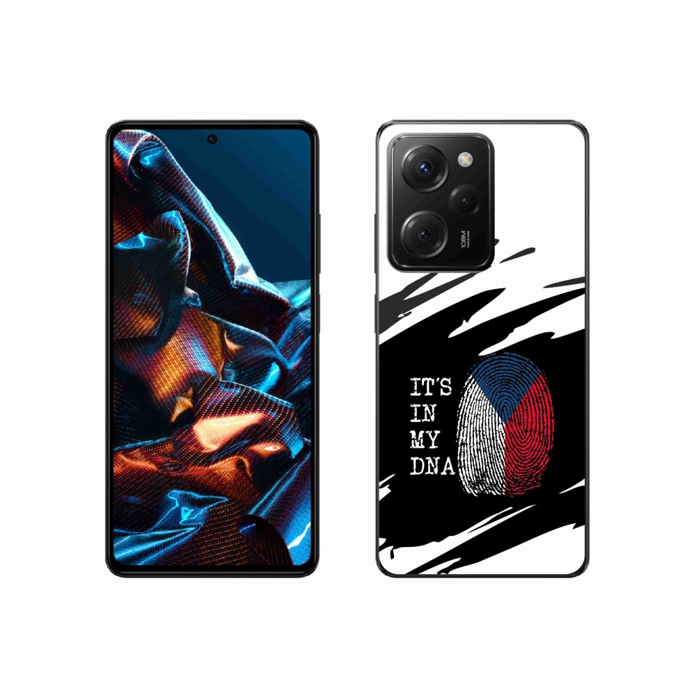 Gél borító mmCase a Xiaomi Poco X5 Pro 5G - zászló ujjlenyomat fekete és fehér háttérrel