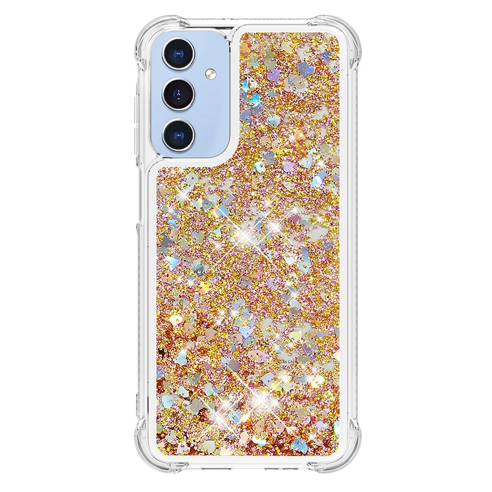 Glitter homokóra zselés tok Samsung Galaxy A26 5G - arany/szív