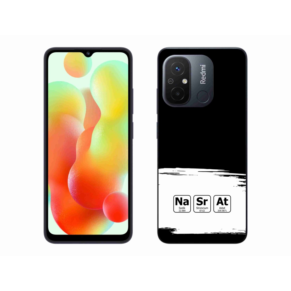 Gél borító mmCase a Xiaomi Redmi 12C - kémiai elemek fehér és fekete háttérrel