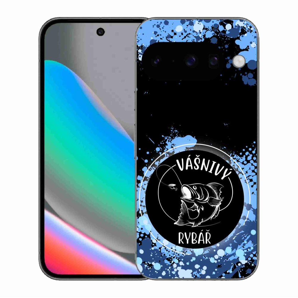 Gél borítás mmCase a Google Pixel 10 számára - szenvedélyes halász fekete háttérrel