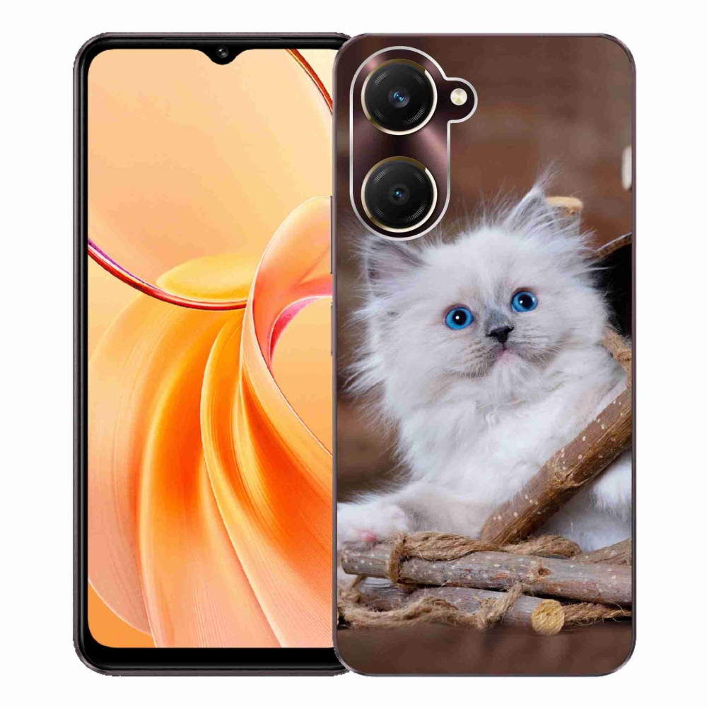 Zselés borítás mmCase a Vivo Y28s 5G készülékhez - fehér cica