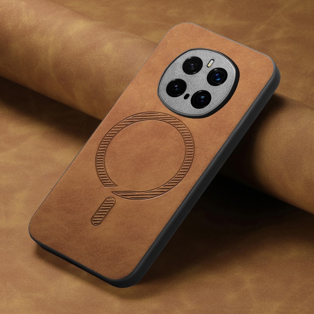 Skiny zselés tok műbőrrel és MagSafe támogatással a Honor Magic 7 Pro 5G számára - barna színben