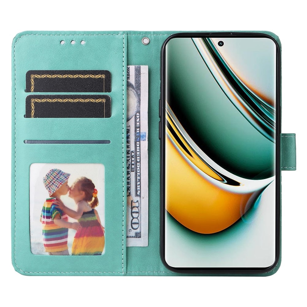 Napraforgó könyvtáska a Realme 11 Pro 5G/11 Pro+ 5G készülékhez - teal színű