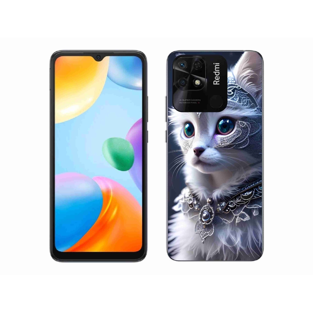Gél borítás mmCase a Xiaomi Redmi 10C-hez - fehér macska