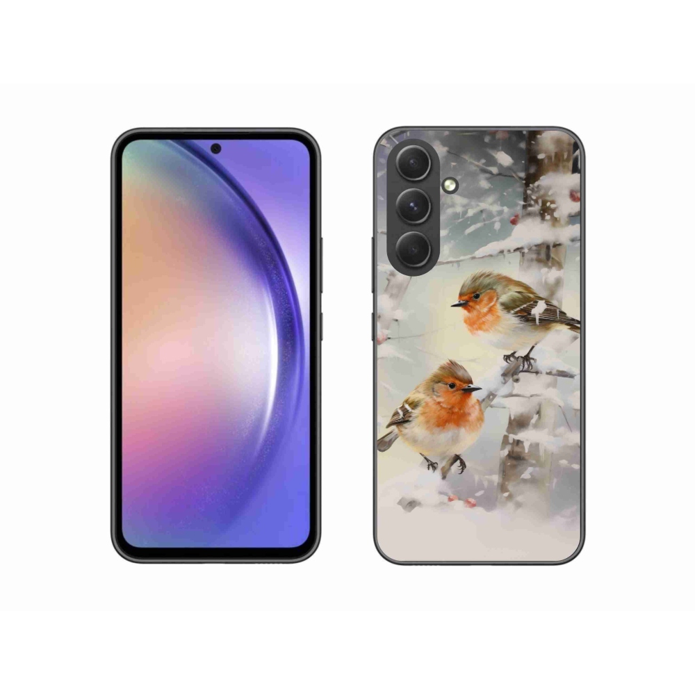 Gél borítás mmCase Samsung Galaxy A54 5G - madarak télen - Samsung Galaxy A54 5G - madarak télen