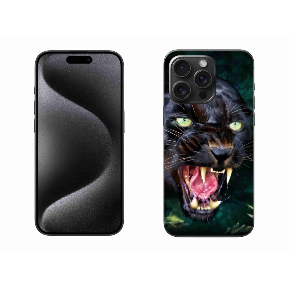 Zselés borítás mmCase iPhone 15 Pro Max készülékhez - dühös fekete párduc