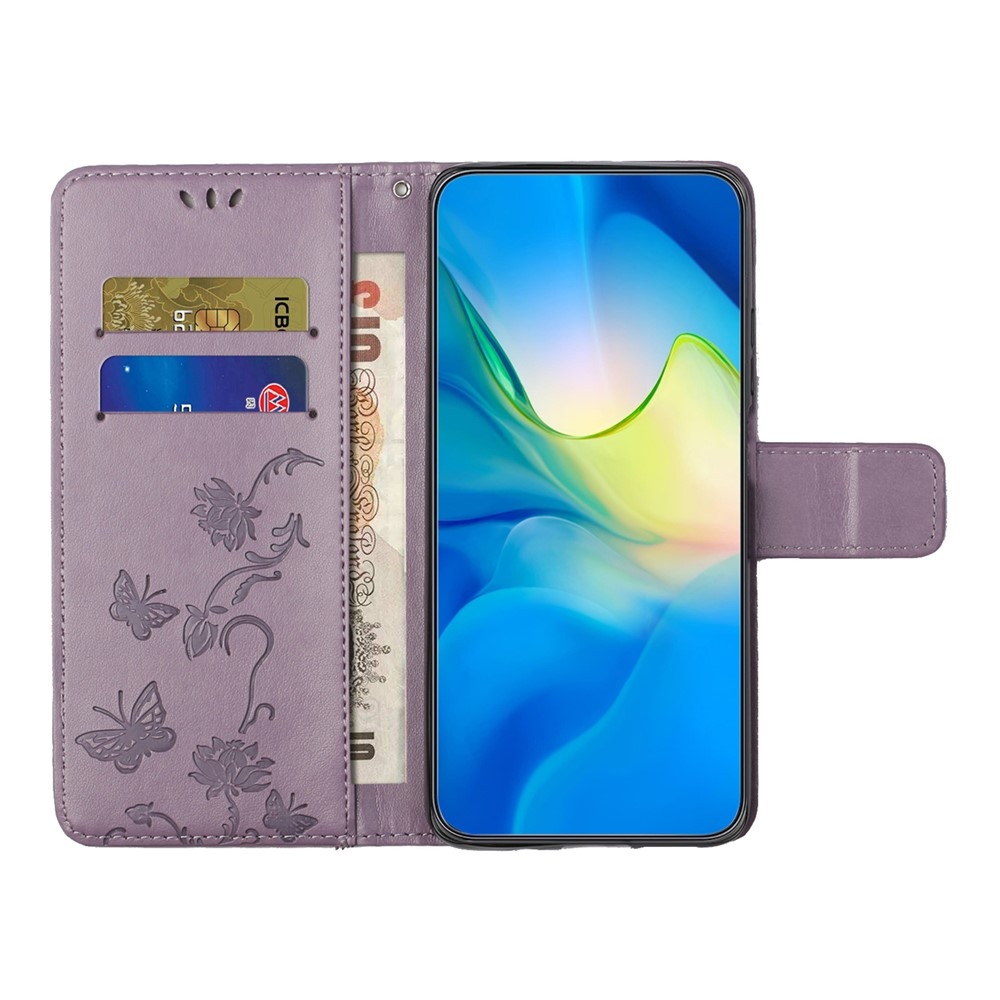 Virágos könyv tok Samsung Galaxy S25 FE készülékhez - világos lila