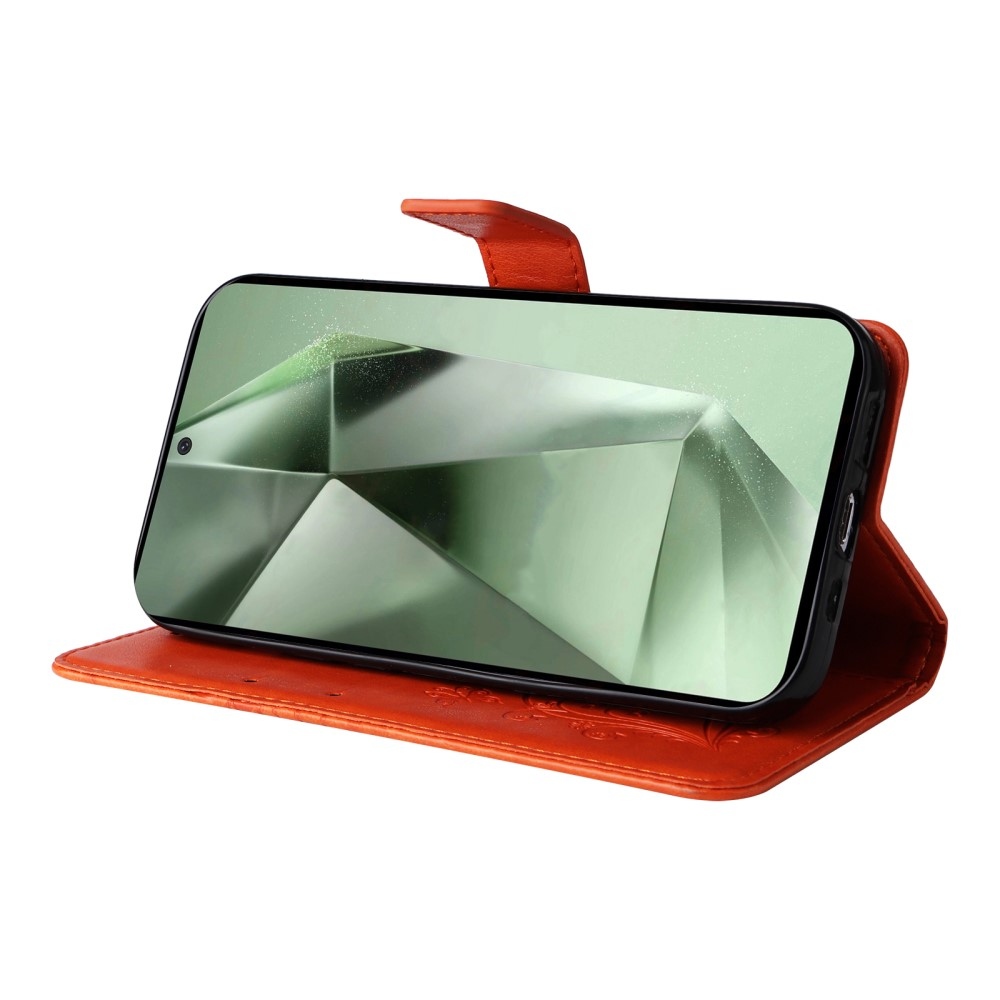 Nagy pillangó könyv tok Samsung Galaxy S24 FE készülékhez - narancssárga