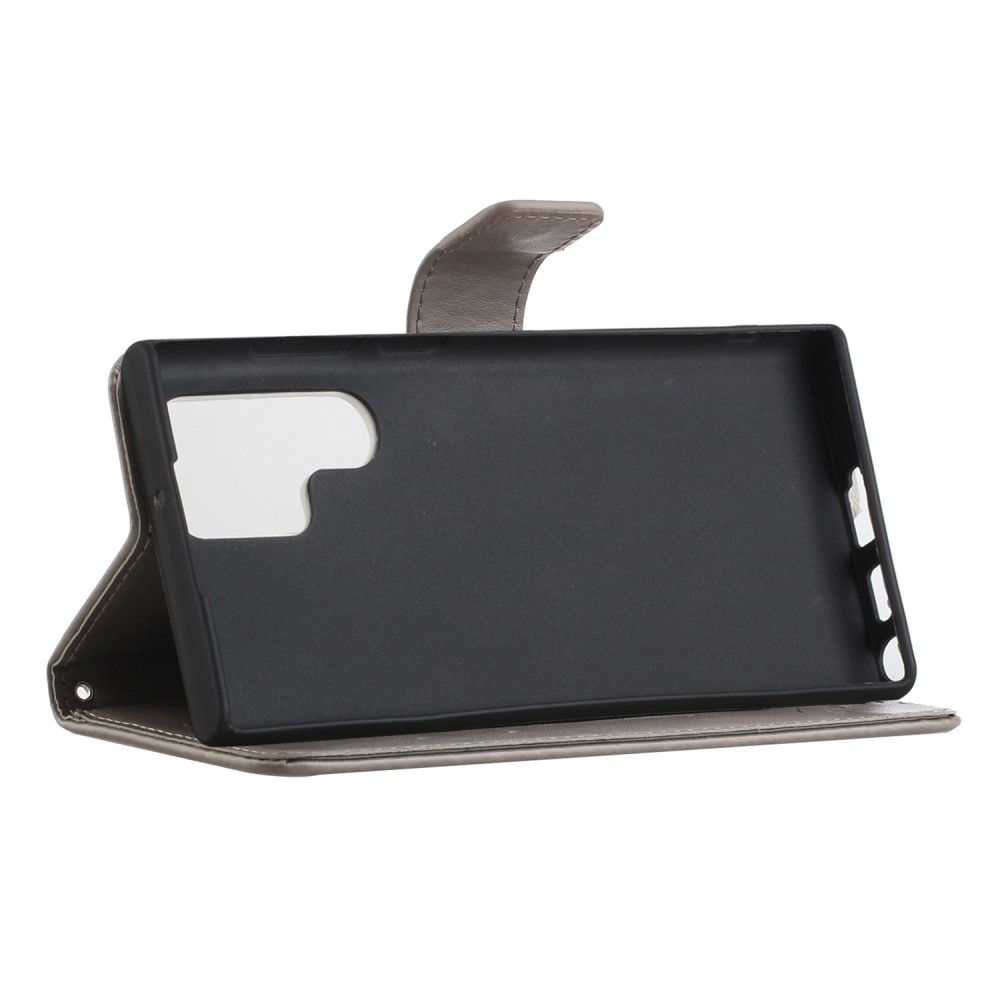 Virágos könyv tok Samsung Galaxy S24 Ultra készülékhez - szürke