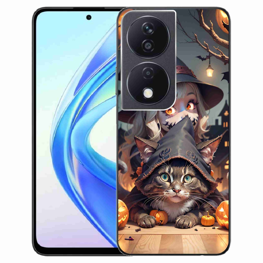 Zselés borítás mmCase a Honor X7b/Honor 90 Smart - boszorkány macskával
