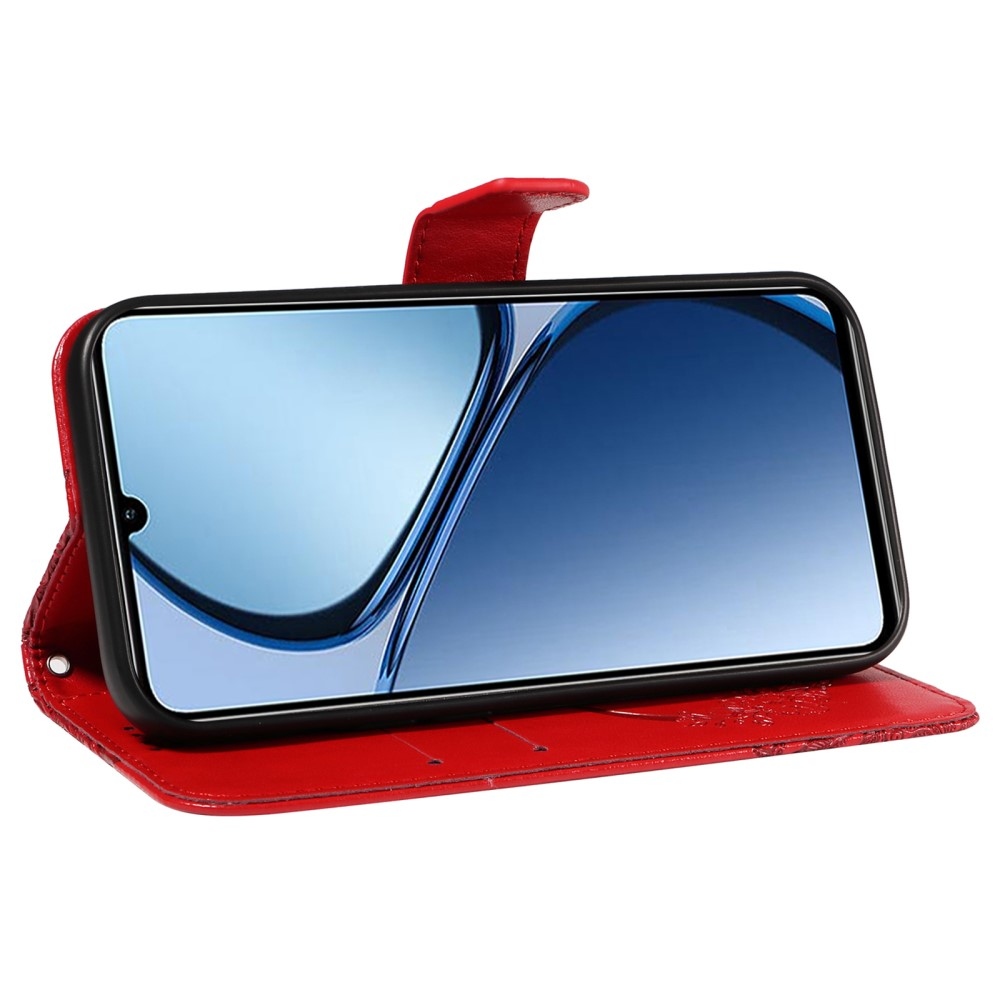 Virágos pillangó könyvtáska Realme C61/C63 készülékhez - piros