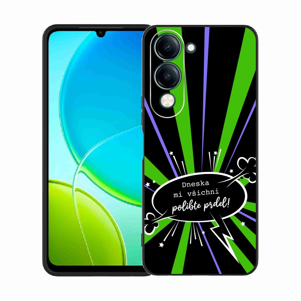 Gél borító mmCase a Vivo Y29s 5G-hez - vicces szöveg 15 fekete háttérrel