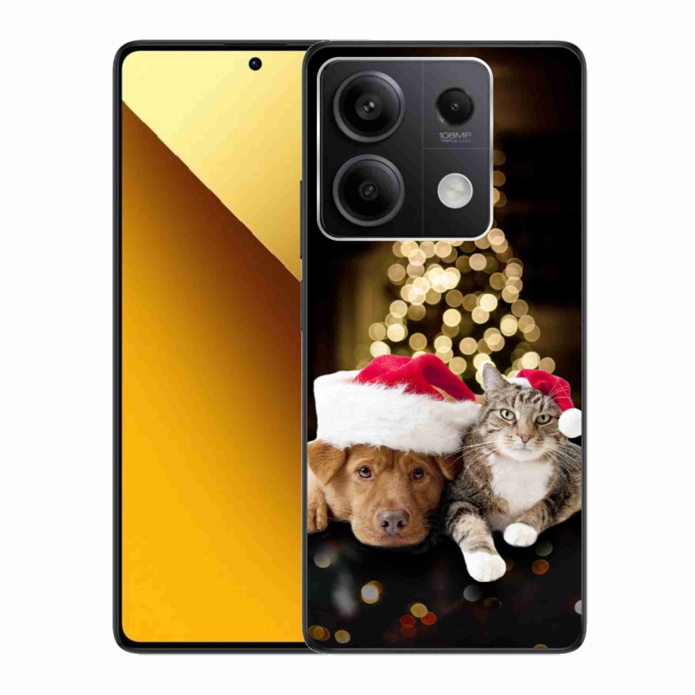 Gél borító mmCase a Xiaomi Redmi Note 13 5G-hez - Karácsonyi kutya és macska