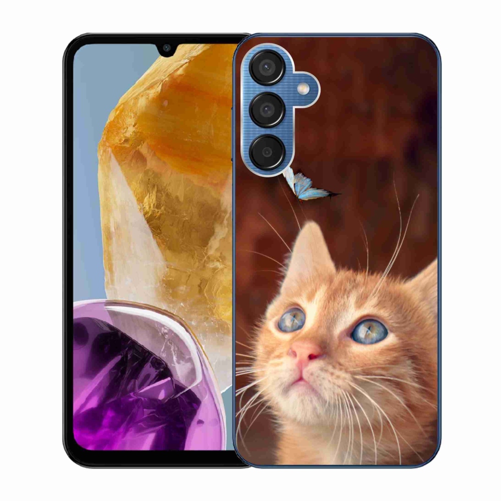 Gél borító mmCase Samsung Galaxy M15 5G - pillangó és cica - Samsung Galaxy M15 5G számára