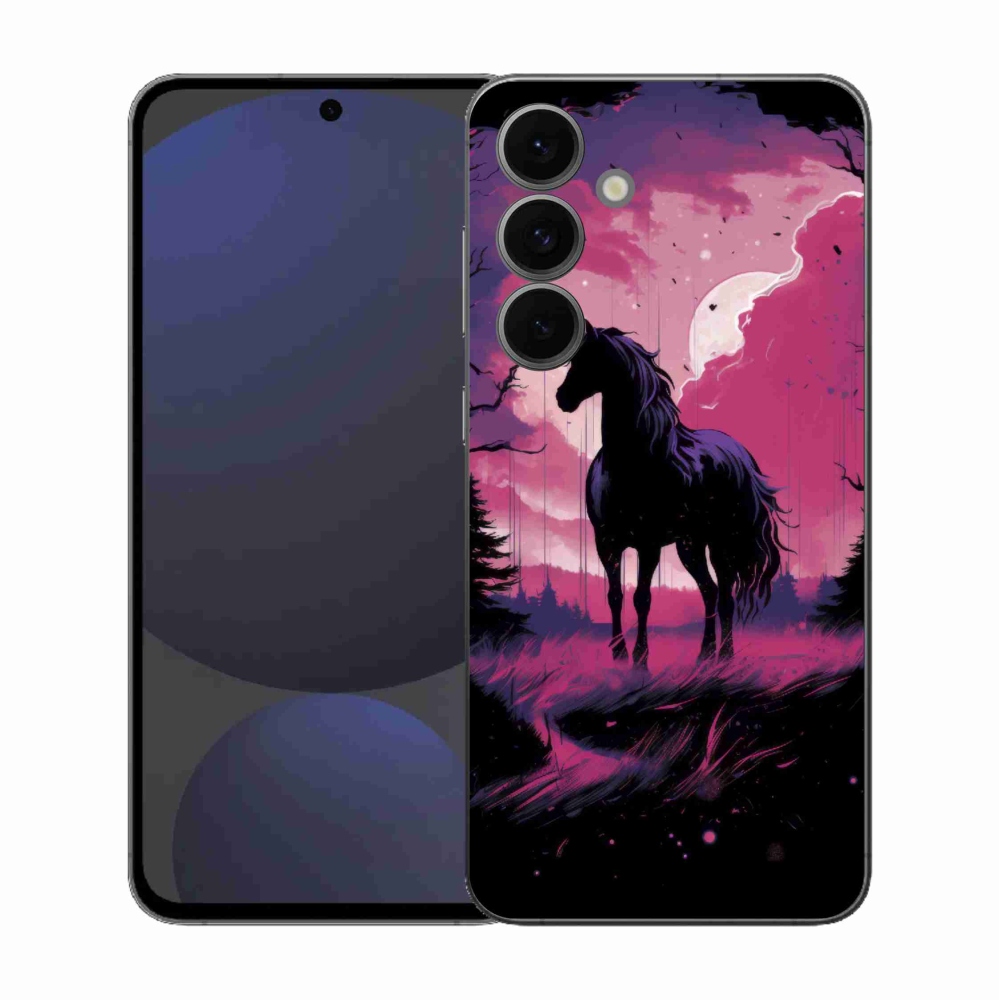 Zselés borítás mmCase Samsung Galaxy S25 FE - fekete rajzfilm ló 1