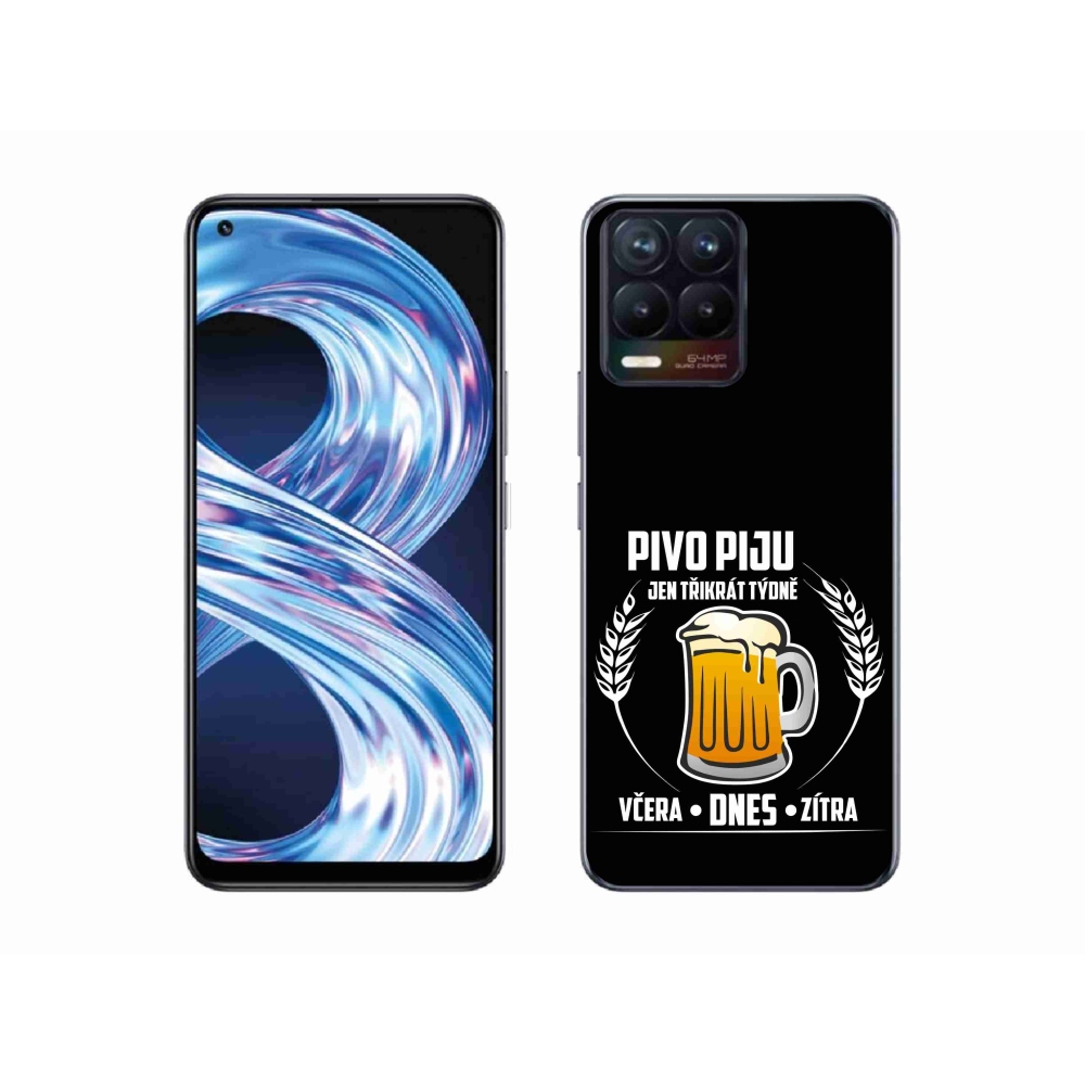Gél borító mmCase a Realme 8 4G készülékhez - sör motívum fekete háttérrel