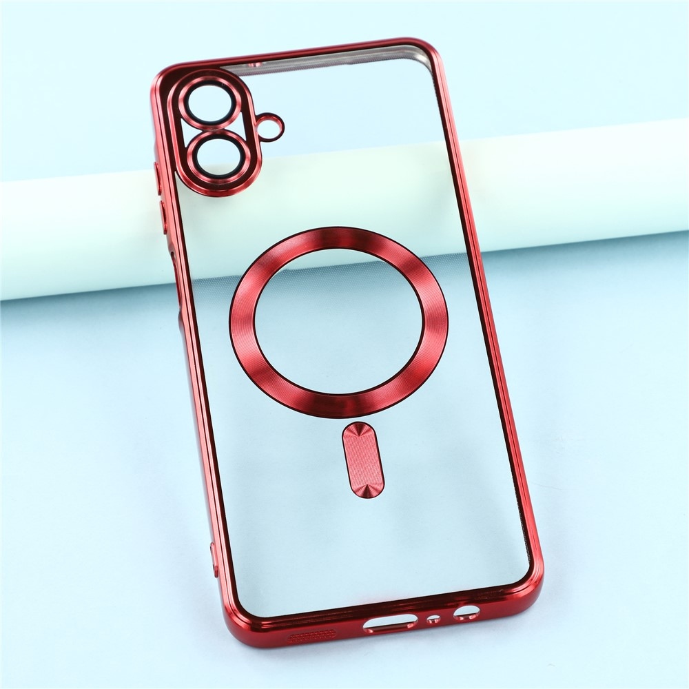 Átlátszó tok kameravédelemmel és MagSafe támogatással Samsung Galaxy A07 4G készülékhez - piros színű