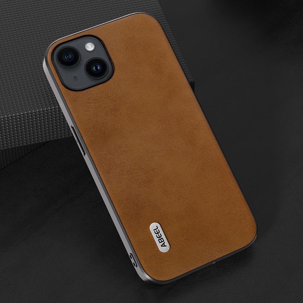 ABEEL zselés tok kemény hátlappal iPhone 15 készülékhez - barna