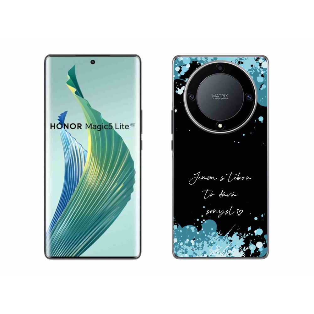 Gél borító mmCase a Honor Magic 5 Lite 5G számára - szerelmes szöveg fekete háttérrel
