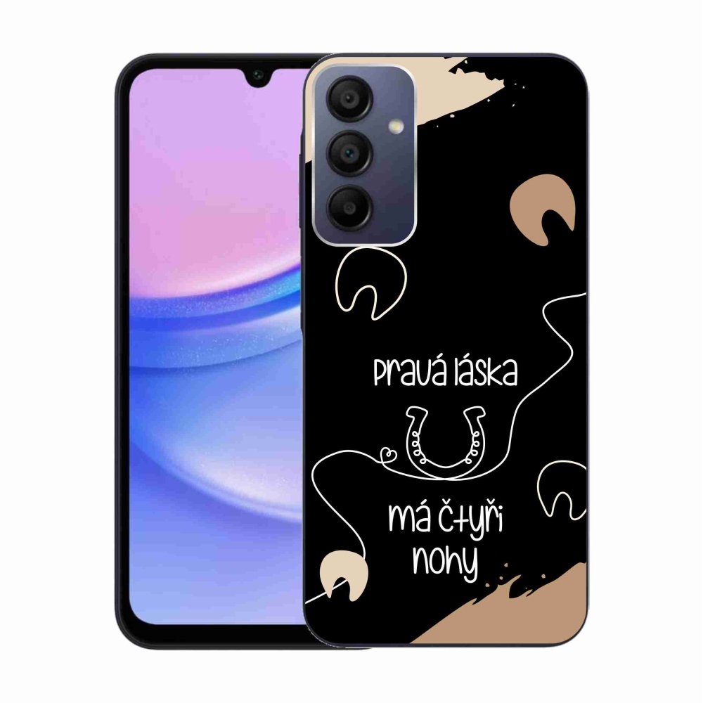 Gél borítás mmCase Samsung Galaxy A15 4G/5G - ló motívum fekete háttérrel