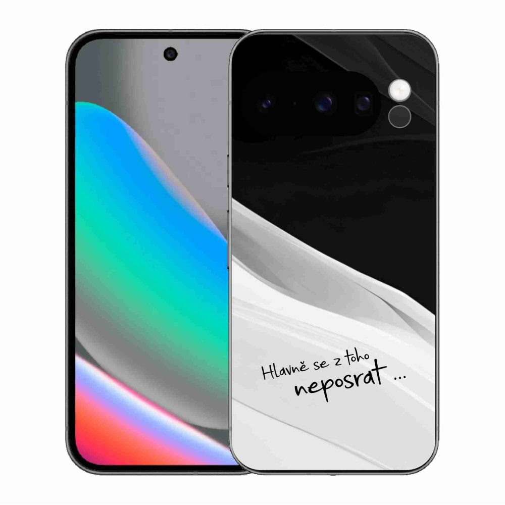 Gél borító mmCase a Google Pixel 10 Pro számára - vicces szöveg 13 fehér és fekete háttérrel