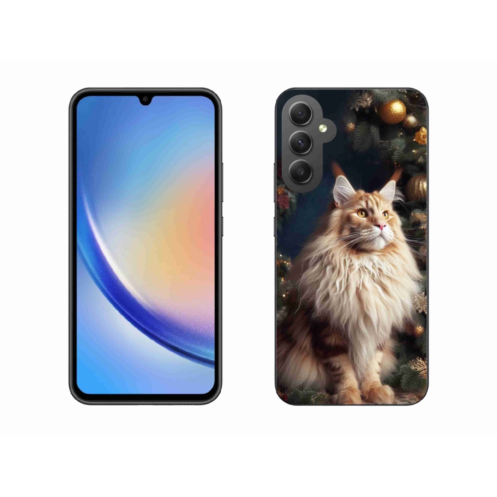 Gél borítás mmCase Samsung Galaxy A34 5G - macska a fánál - Samsung Galaxy A34 5G - macska a fánál