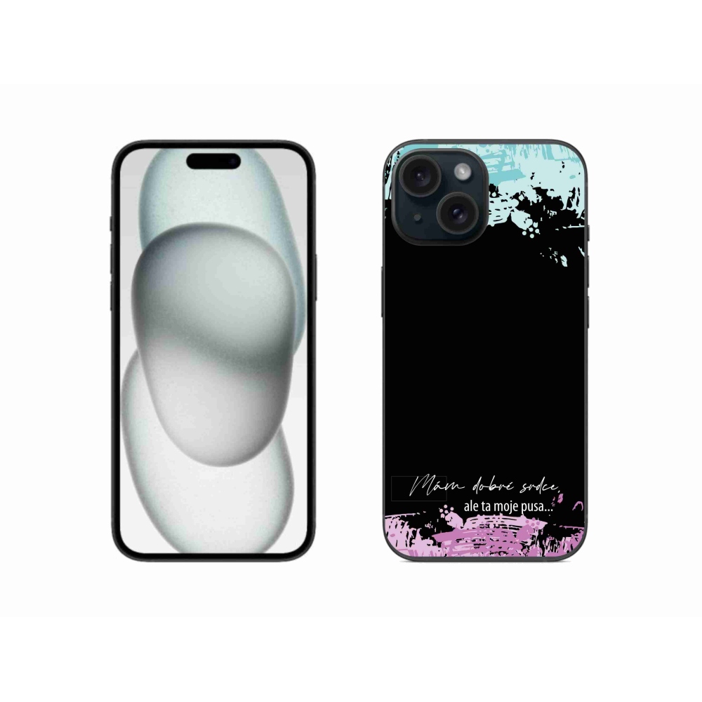 Gél borító mmCase iPhone 15 készülékhez - vicces szöveg 3 fekete háttér