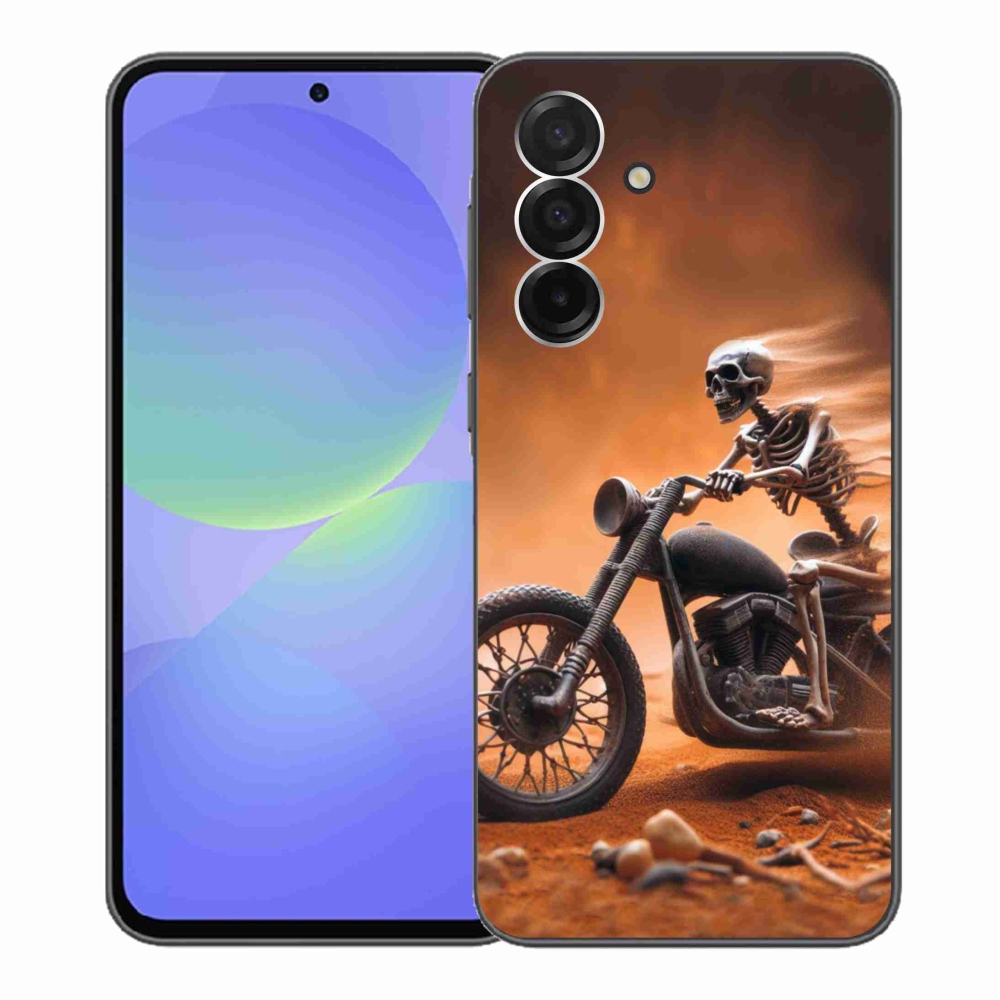 Zselés borítás mmCase Samsung Galaxy A36 5G - csontváz egy motorkerékpáron