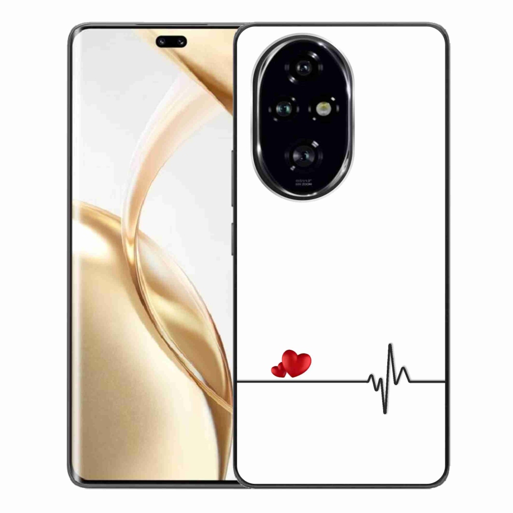 Gél borító mmCase a Honor 200 Pro 5G készülékhez - szív és szívverés fehér háttérrel