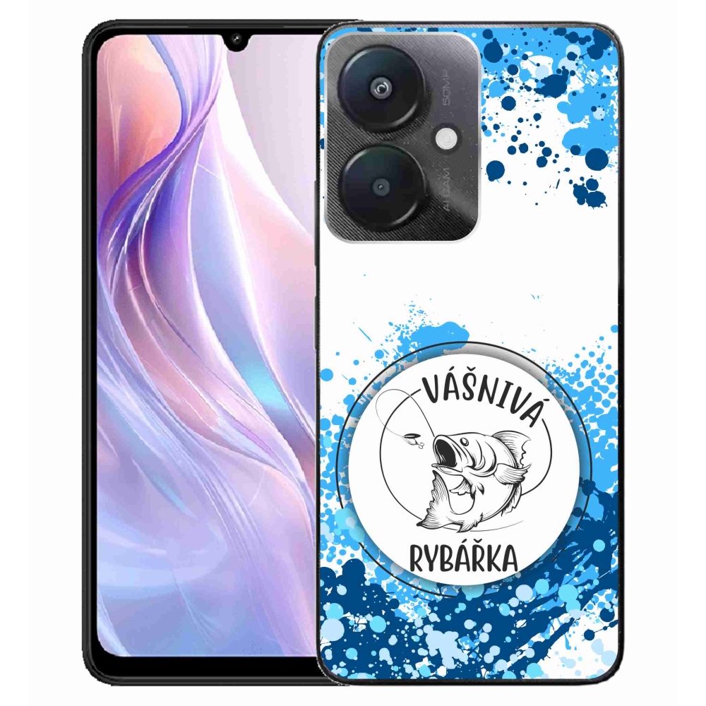 Gél borító mmCase a Xiaomi Redmi 13C 5G számára - szenvedélyes halász fehér háttérrel