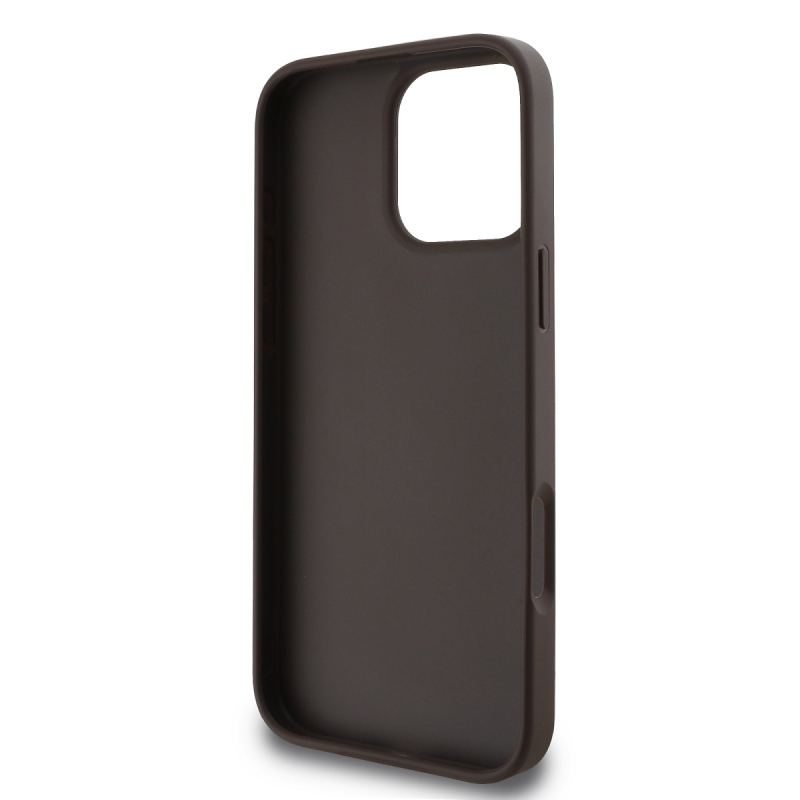 Guess PU 4G fém logós hátlap iPhone 16 Pro barna színű iPhone 16 Pro számára