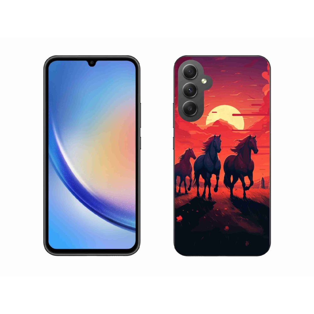 Gél borítás mmCase Samsung Galaxy A34 5G - lovak és naplemente