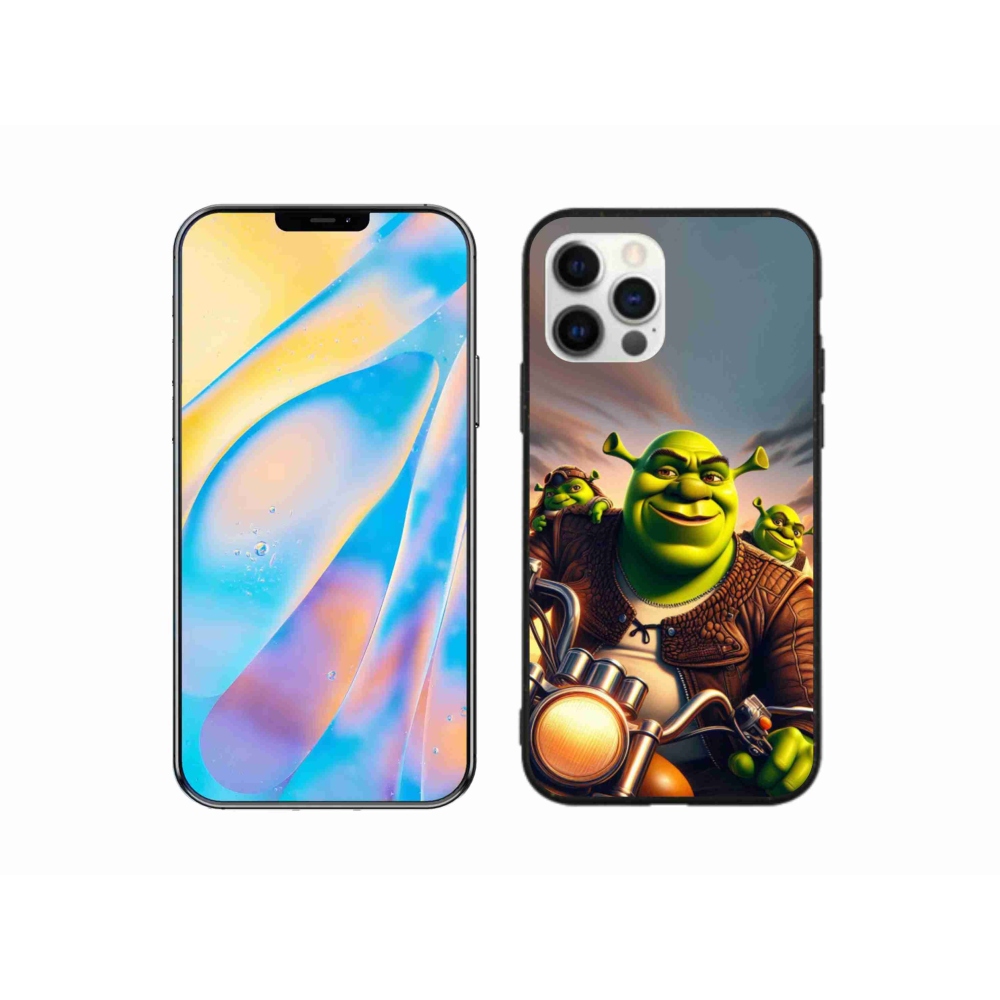 Zselés borítás mmCase iPhone 12 Pro készülékhez - Shrek egy motorkerékpáron