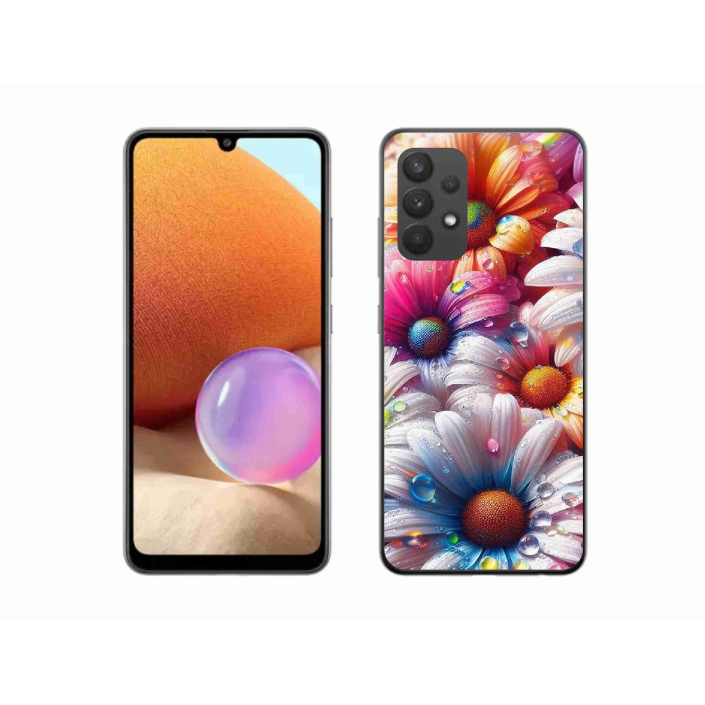 Zselés borítás mmCase Samsung Galaxy A32 4G - színes margarétákhoz
