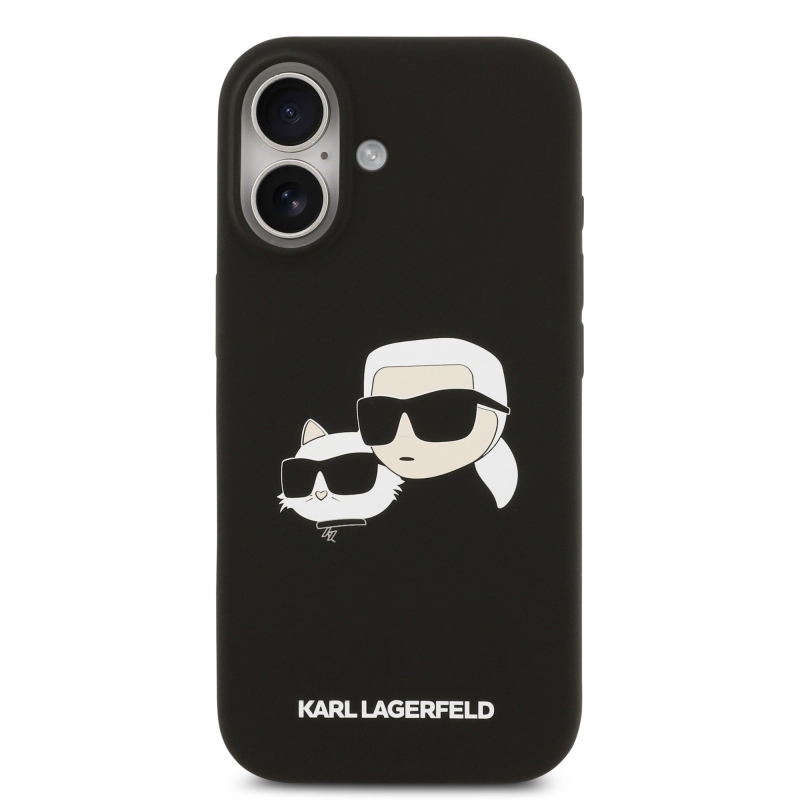 Karl Lagerfeld Folyékony szilikon dupla fejű MagSafe hátlap iPhone 17 fekete színűre