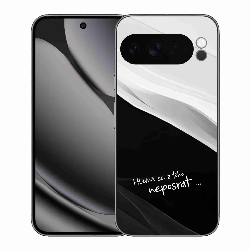 Gél borítás mmCase a Google Pixel 10 Pro XL-hez - vicces szöveg 13 fekete és fehér háttérrel