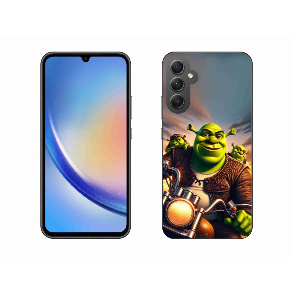 Zselés borítás mmCase Samsung Galaxy A34 5G - Shrek egy motorkerékpárral
