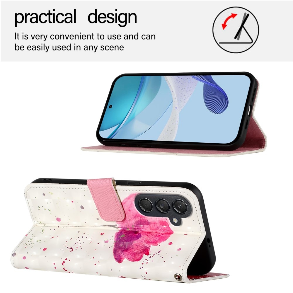 Patte könyv tok Samsung Galaxy M55 5G-hez - rózsaszín virág